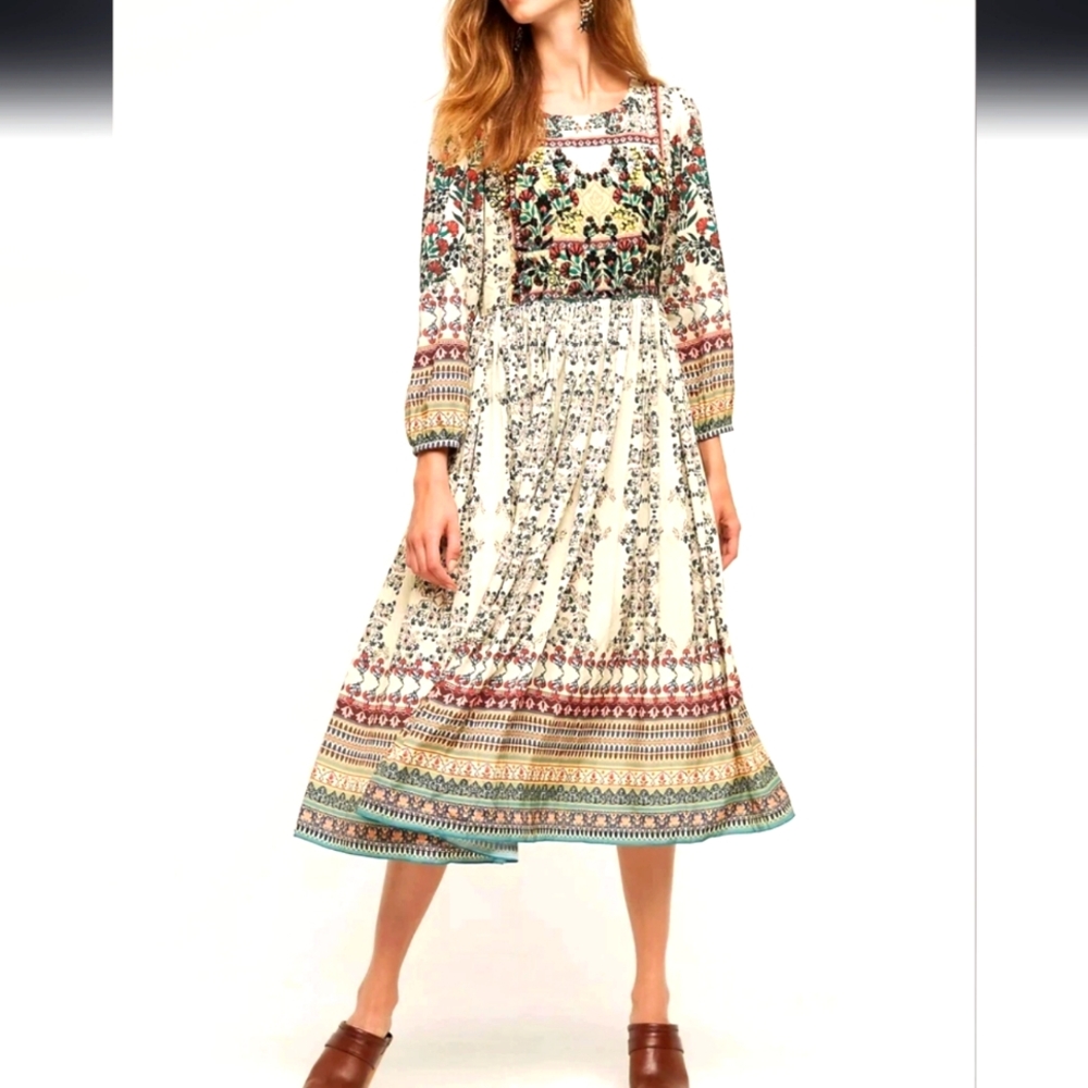 Bohemian Floral Long Sleeve Dress